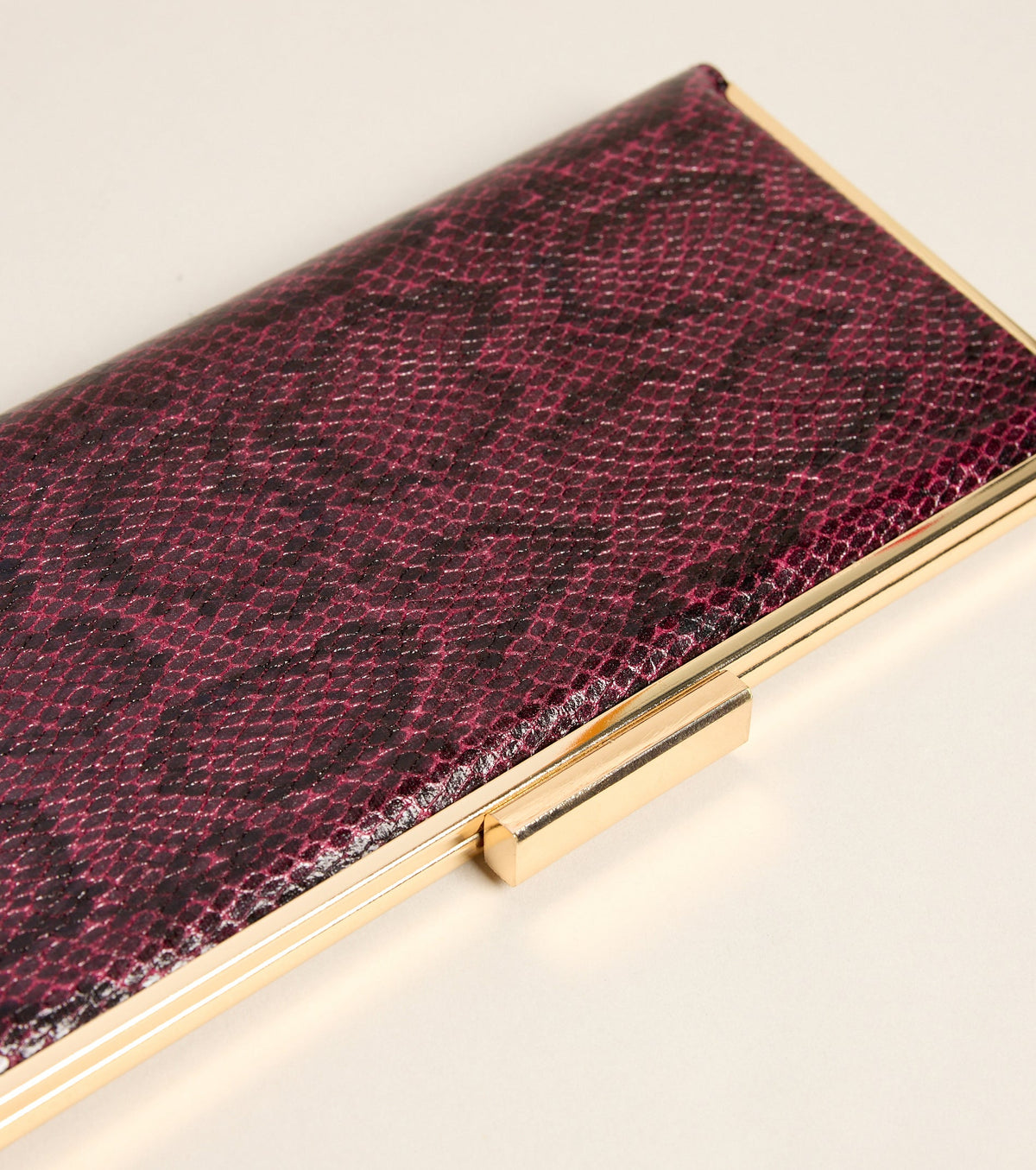Wild Card Snake Print Faux Leather Clutch