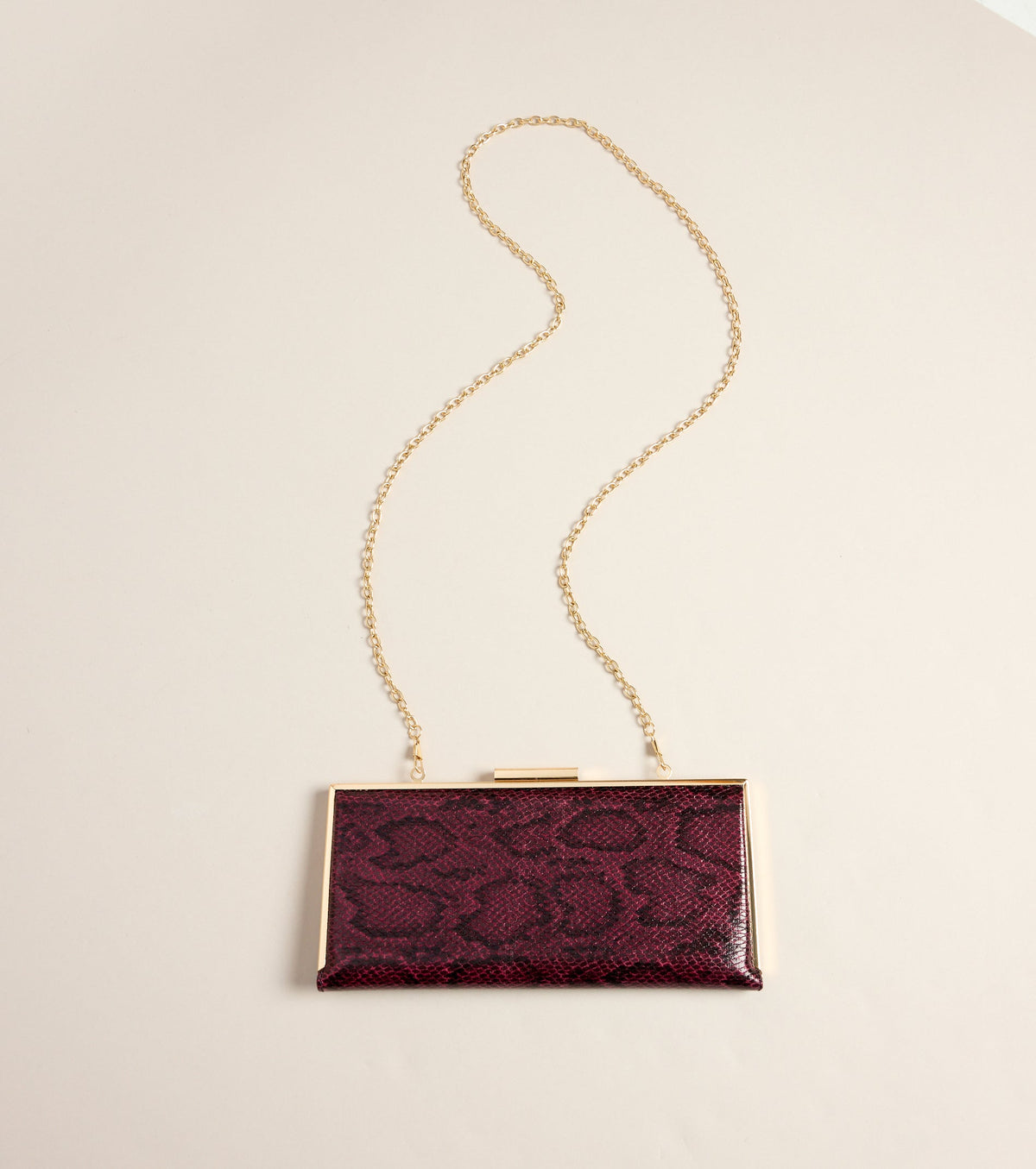 Wild Card Snake Print Faux Leather Clutch