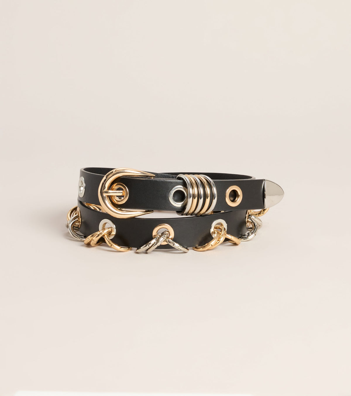 Hardware Remix Two-Tone Grommet Ring Belt