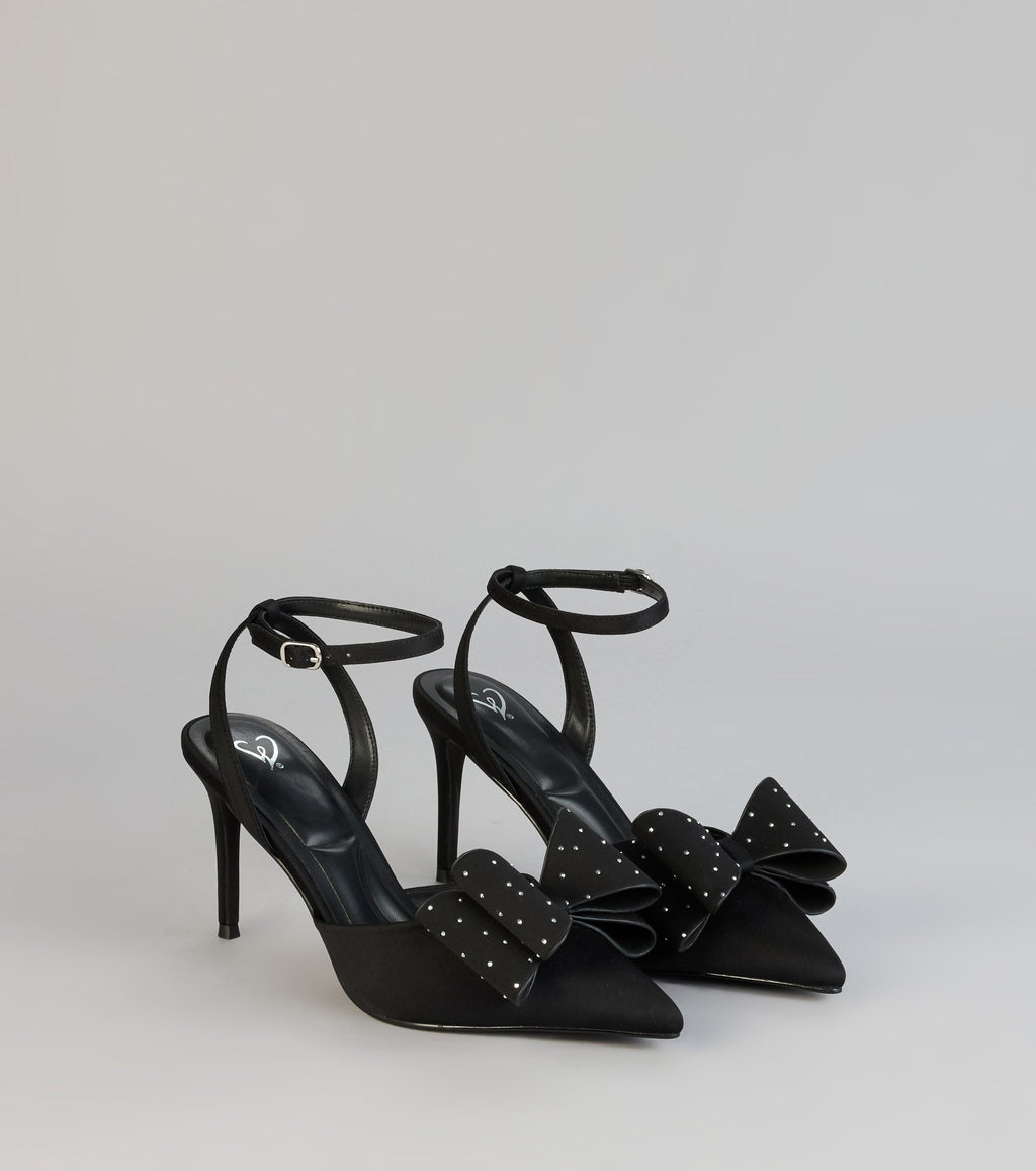 Glam Agenda Rhinestone Bow Pumps