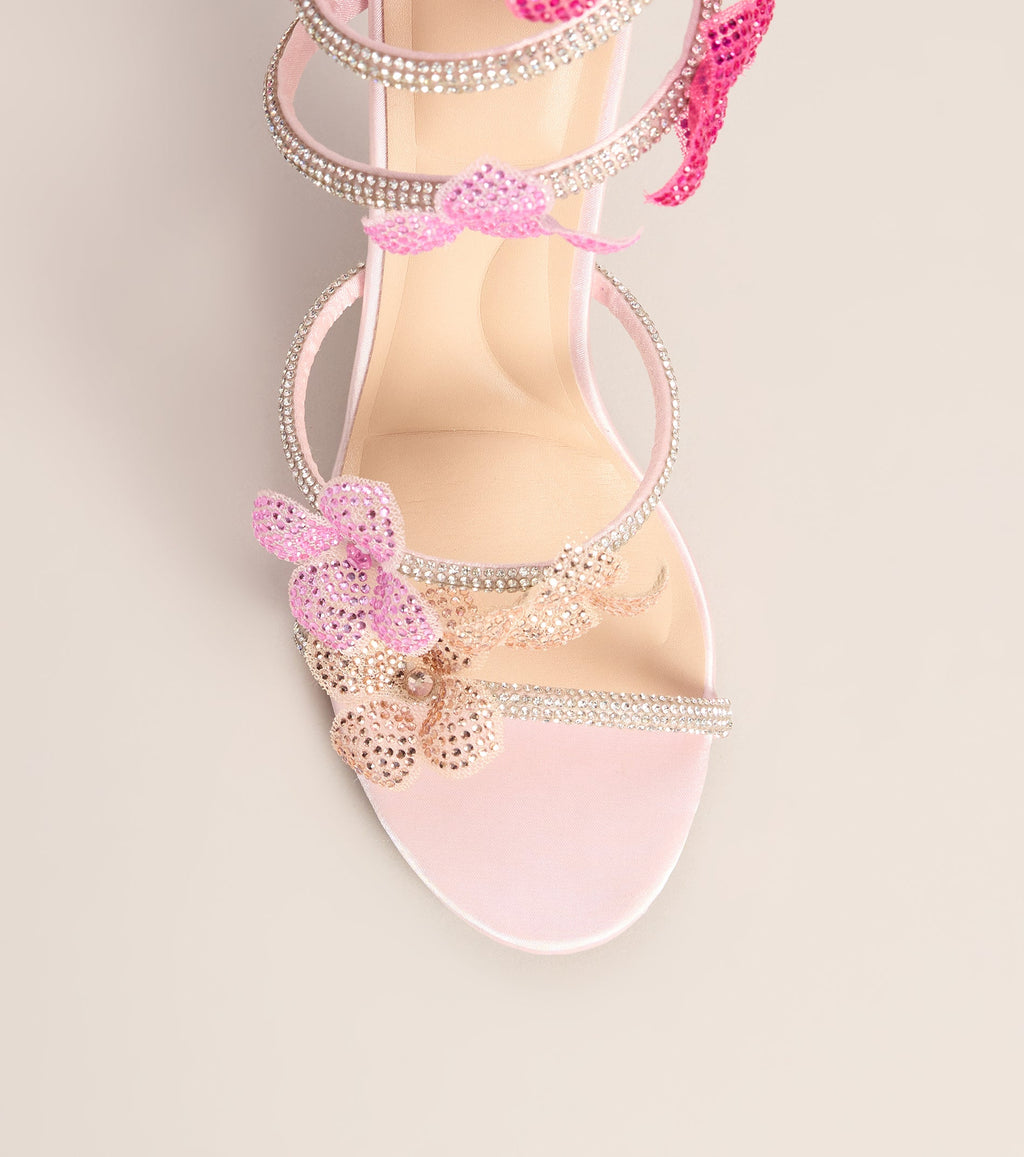 Glitzy Rhinestone Flower Spiral Stiletto Heels
