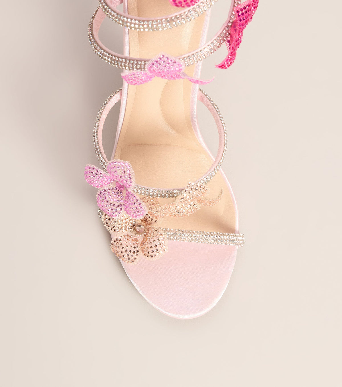 Glitzy Rhinestone Flower Spiral Stiletto Heels