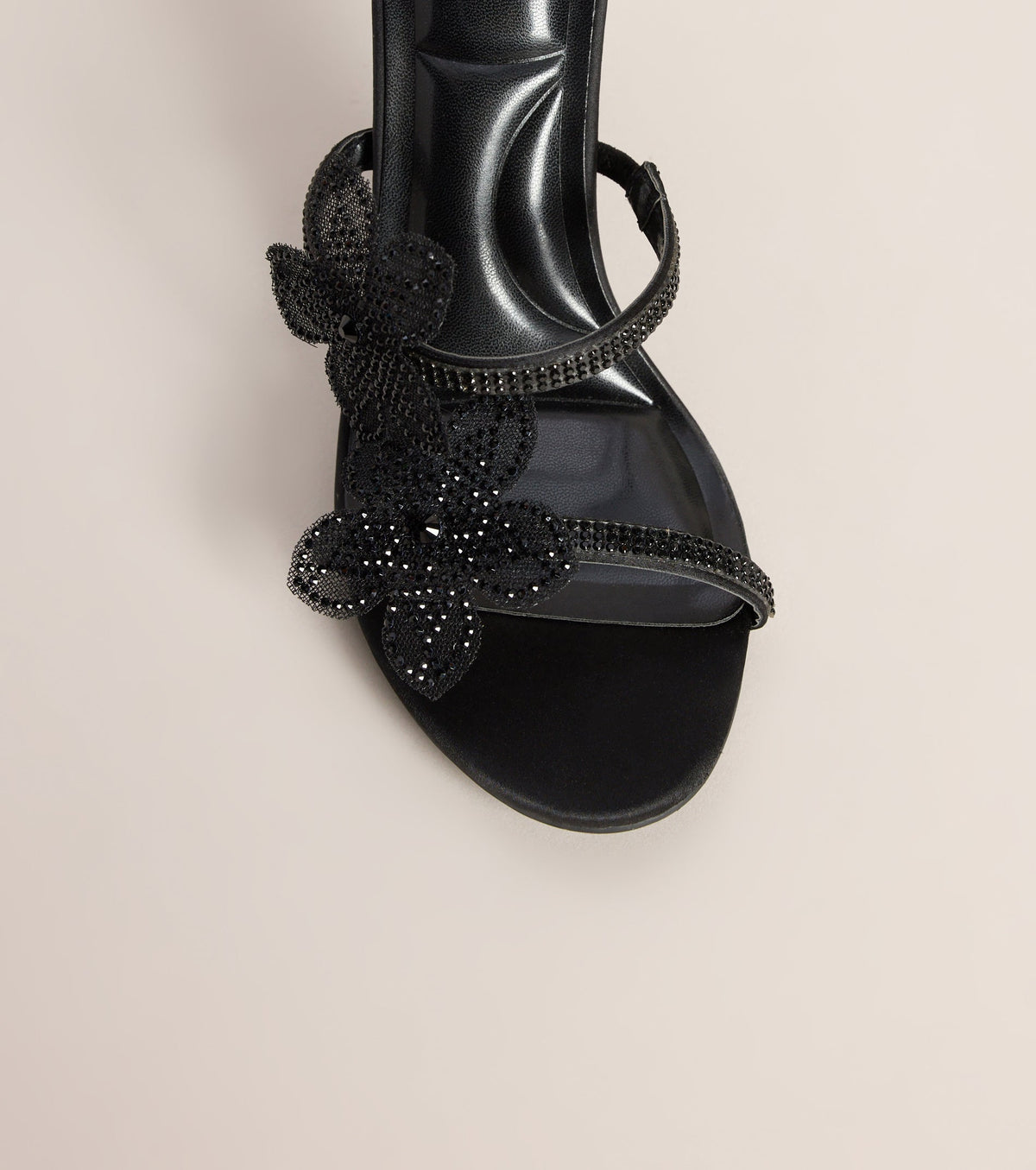 Glitzy Rhinestone Flower Spiral Stiletto Heels