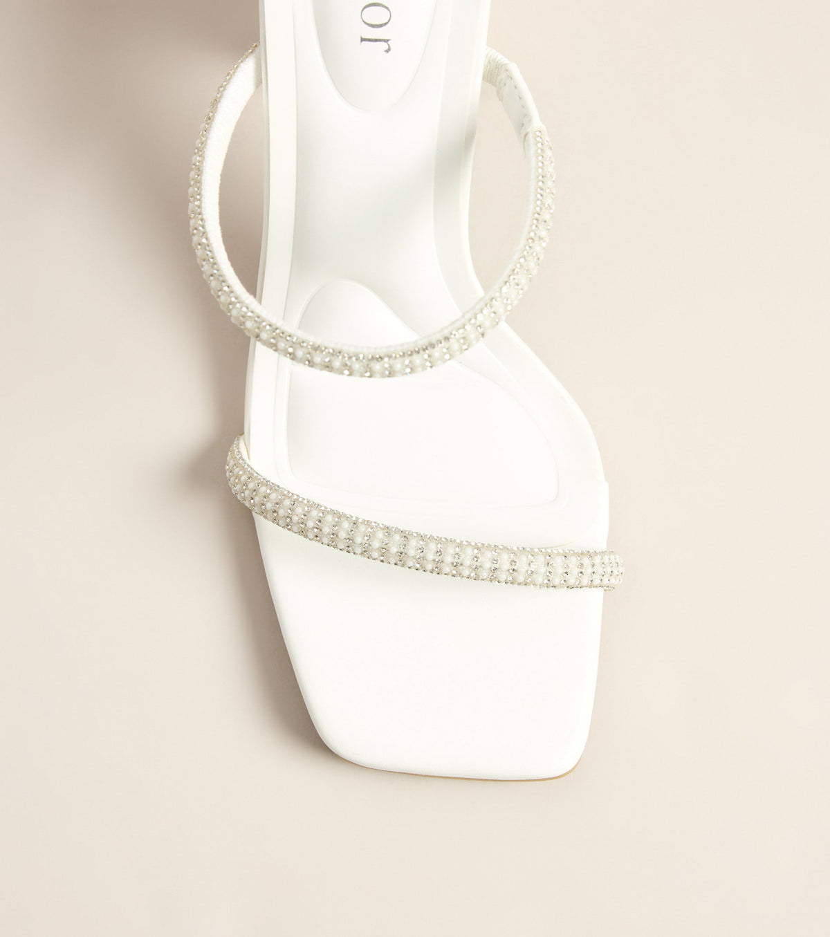 Pearl Permission Rhinestone Double Strap Block Heels