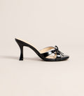 Bow On Cue Patent Kitten Heel Mules