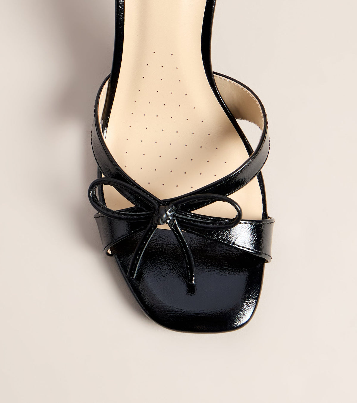 Bow On Cue Patent Kitten Heel Mules