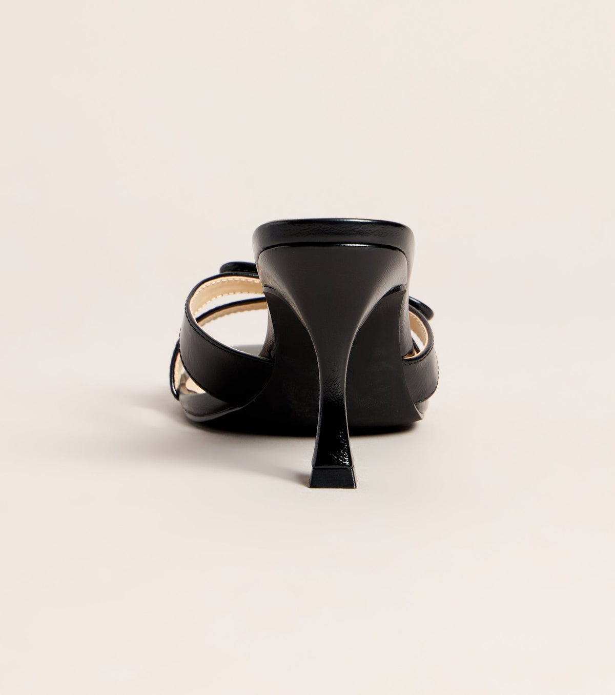 Bow On Cue Patent Kitten Heel Mules