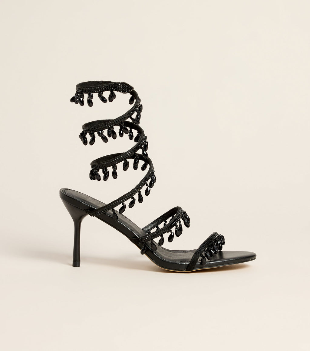 Dripping In Glam Beaded Spiral Stiletto Heels