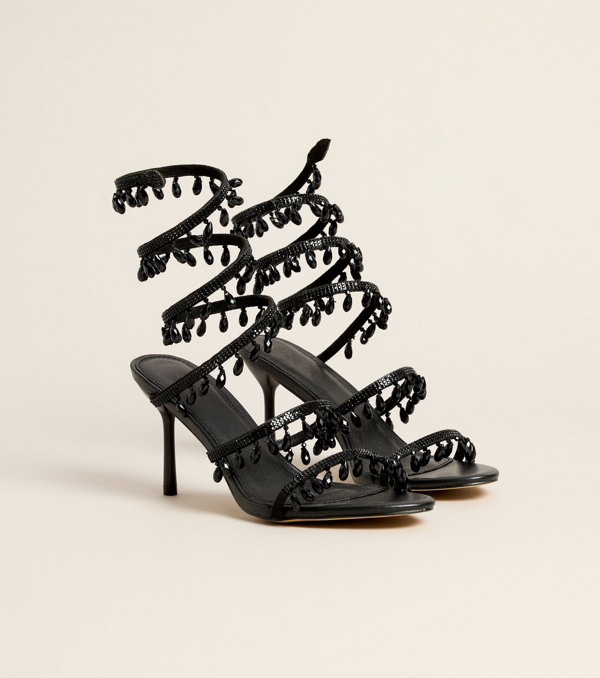Dripping In Glam Beaded Spiral Stiletto Heels