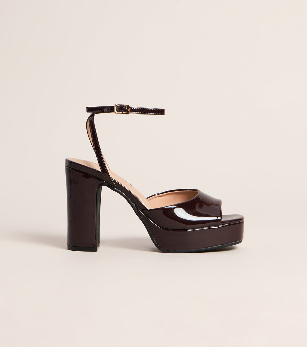 Gloss Boss Patent Platform Block Heels