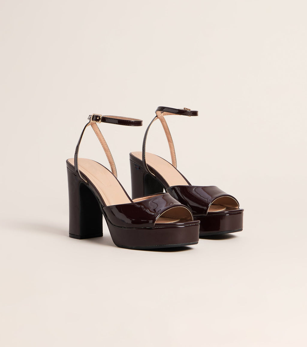 Gloss Boss Patent Platform Block Heels