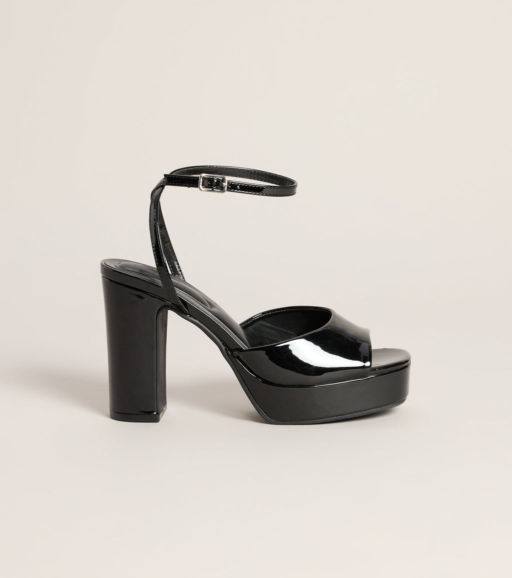 Gloss Boss Patent Platform Block Heels