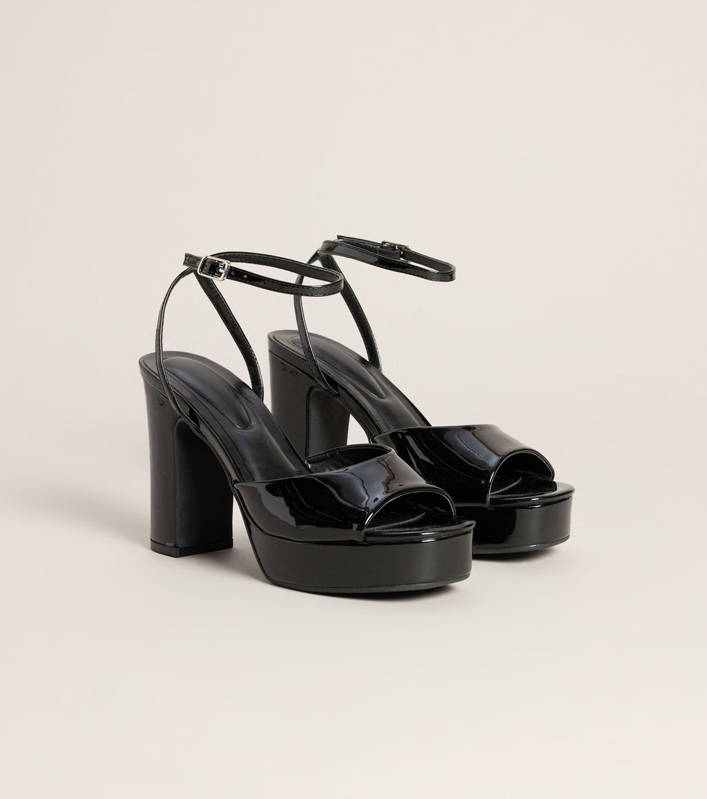 Gloss Boss Patent Platform Block Heels
