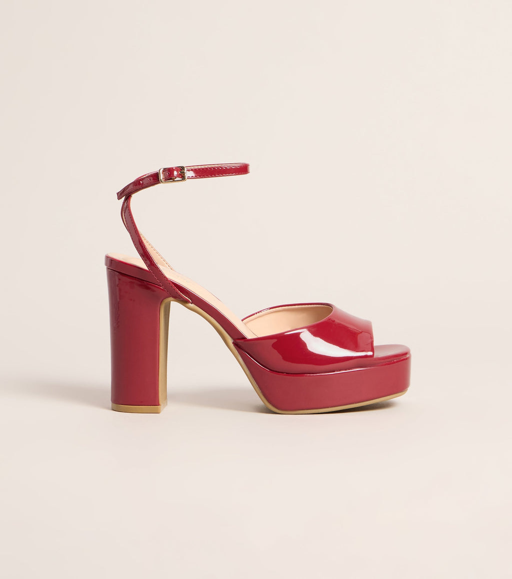 Gloss Boss Patent Platform Block Heels