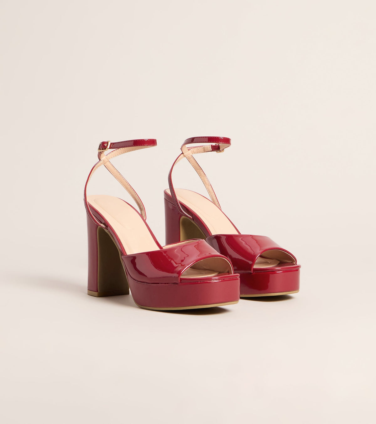 Gloss Boss Patent Platform Block Heels