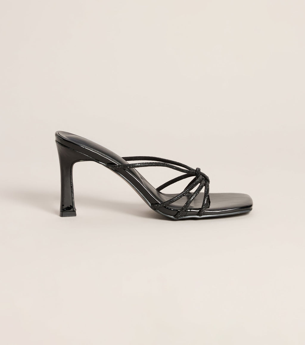 Tie The Look Rhinestone Stiletto Mules