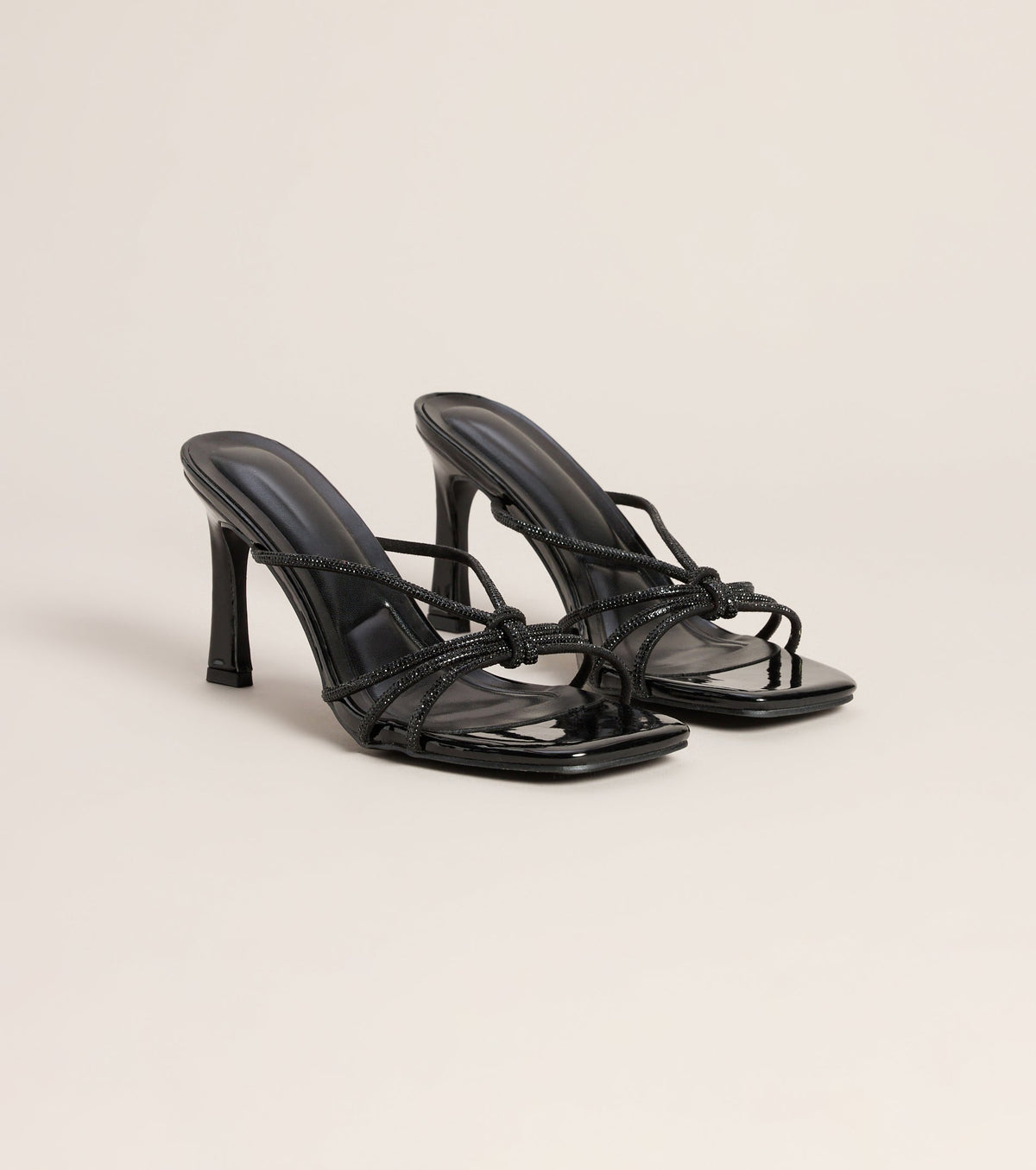 Tie The Look Rhinestone Stiletto Mules