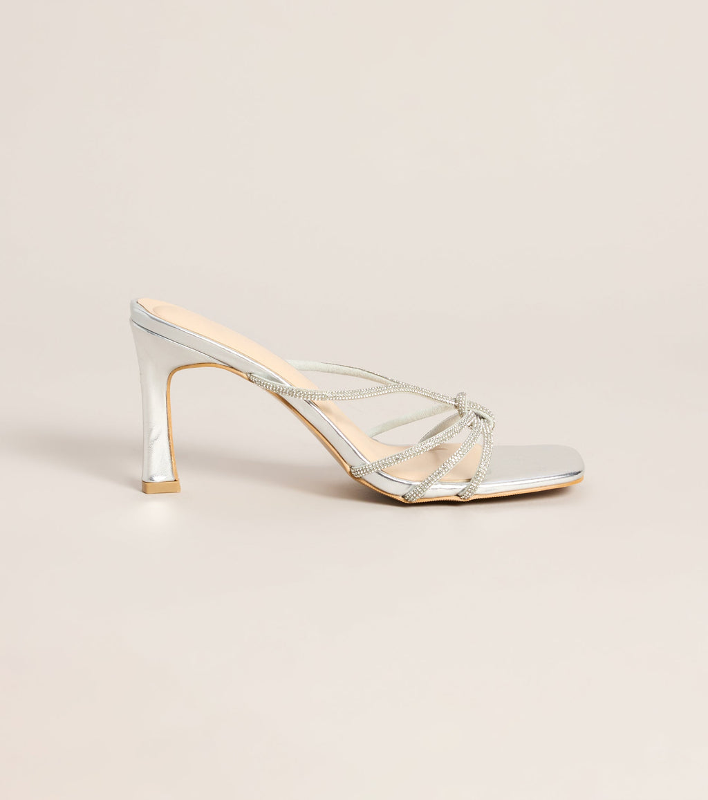 Tie The Look Rhinestone Stiletto Mules