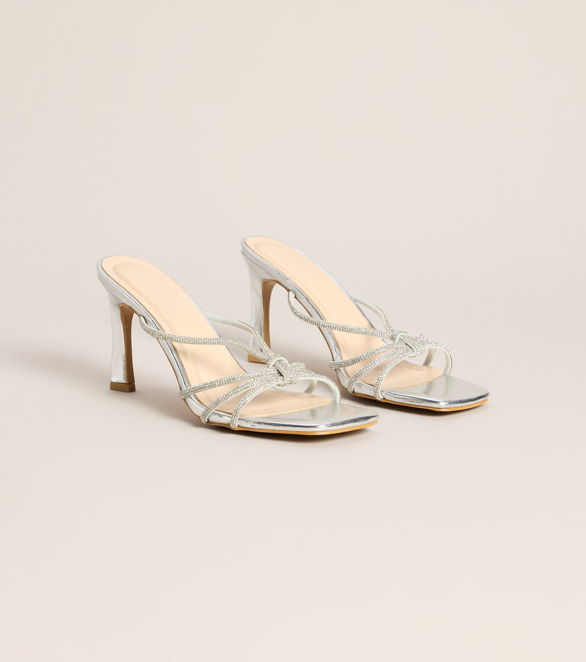 Tie The Look Rhinestone Stiletto Mules