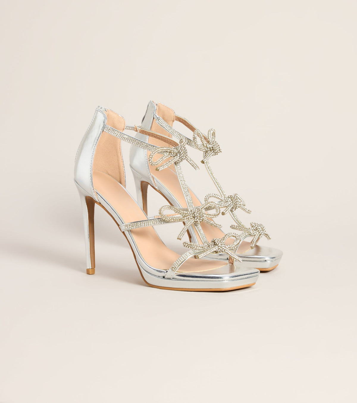 Bow Down Rhinestone Platform Stiletto Heels
