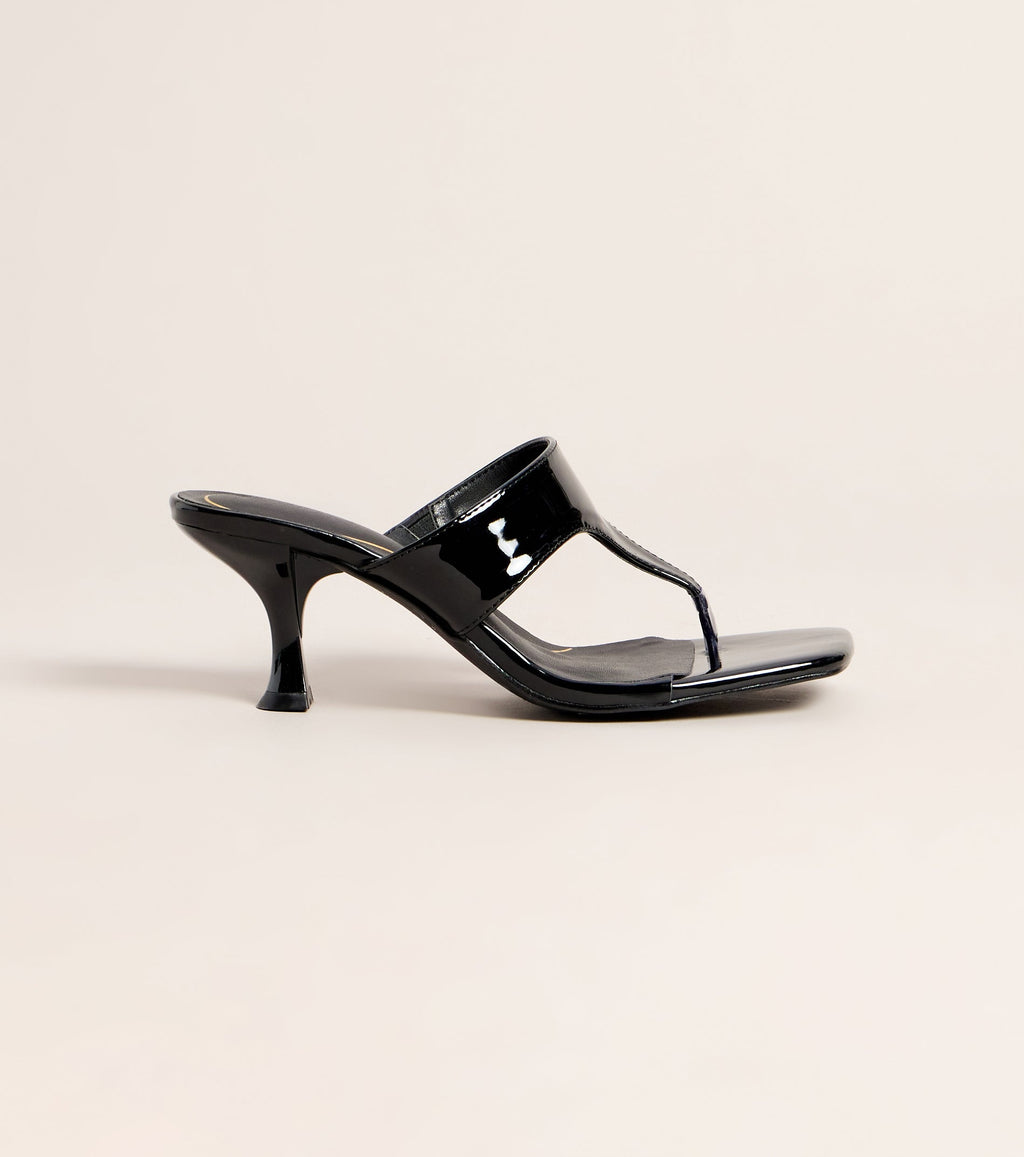 Sleek Step Patent Thong Kitten Heels