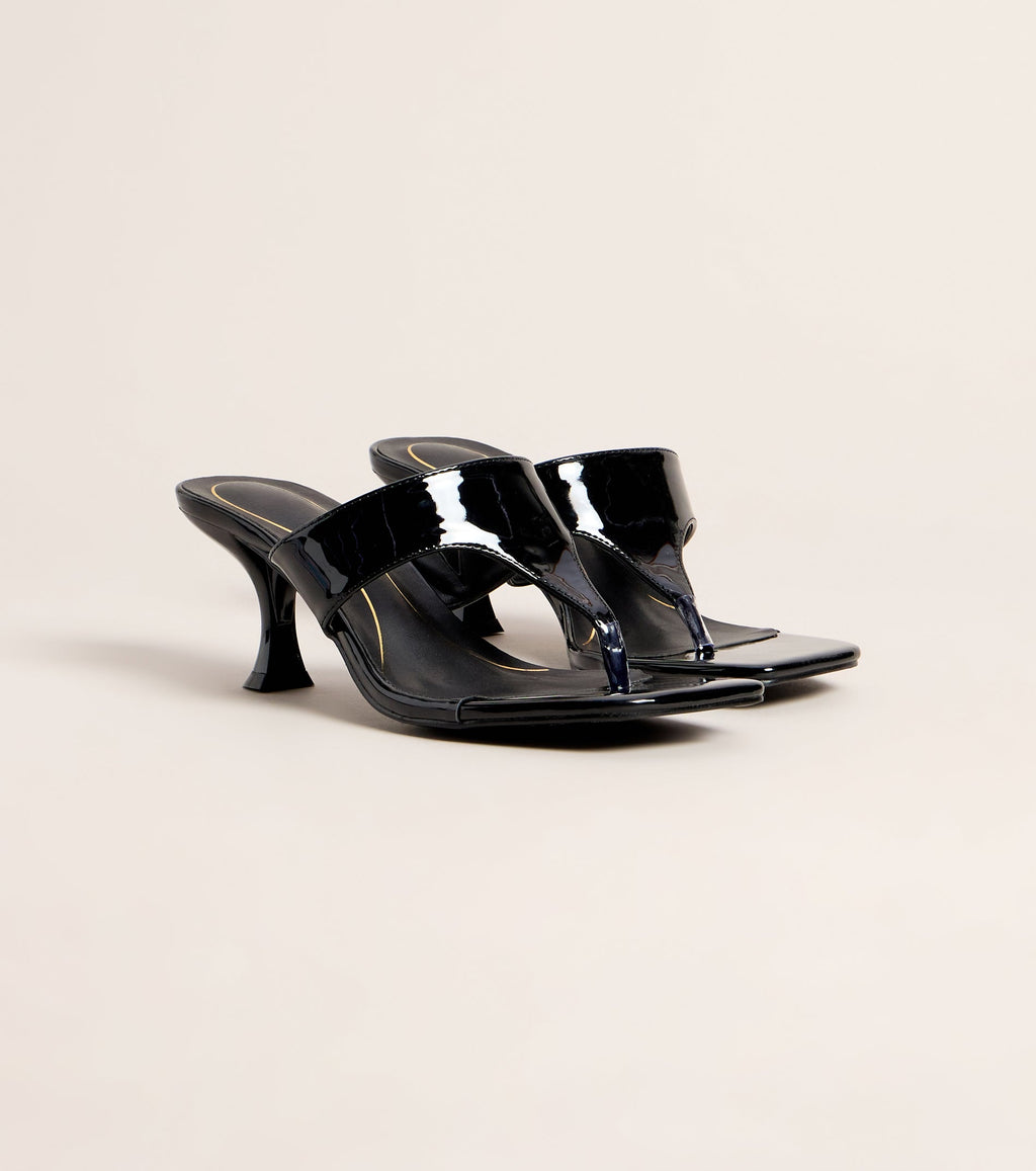 Sleek Step Patent Thong Kitten Heels