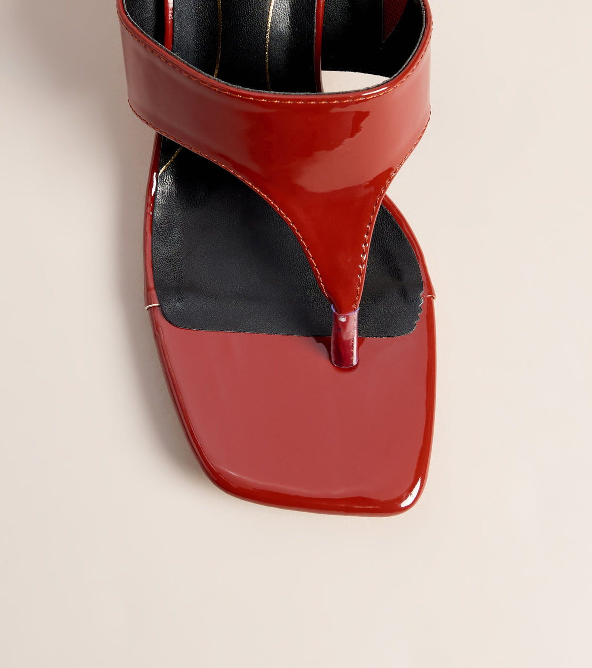 Sleek Step Patent Thong Kitten Heels