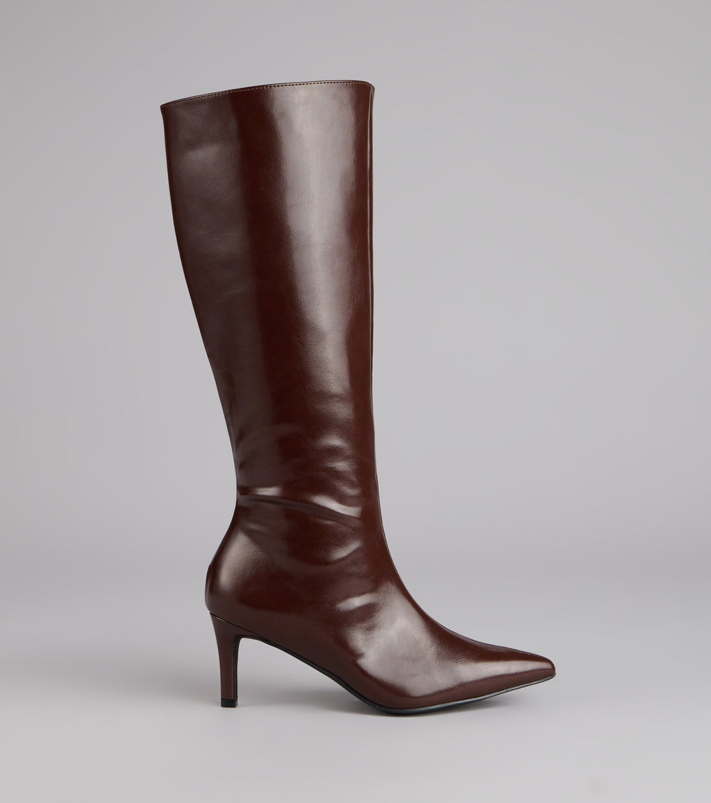 Sleek Stance Faux Leather Stiletto Boots
