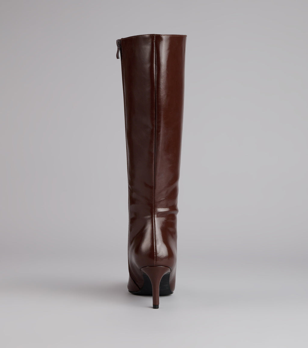 Sleek Stance Faux Leather Stiletto Boots