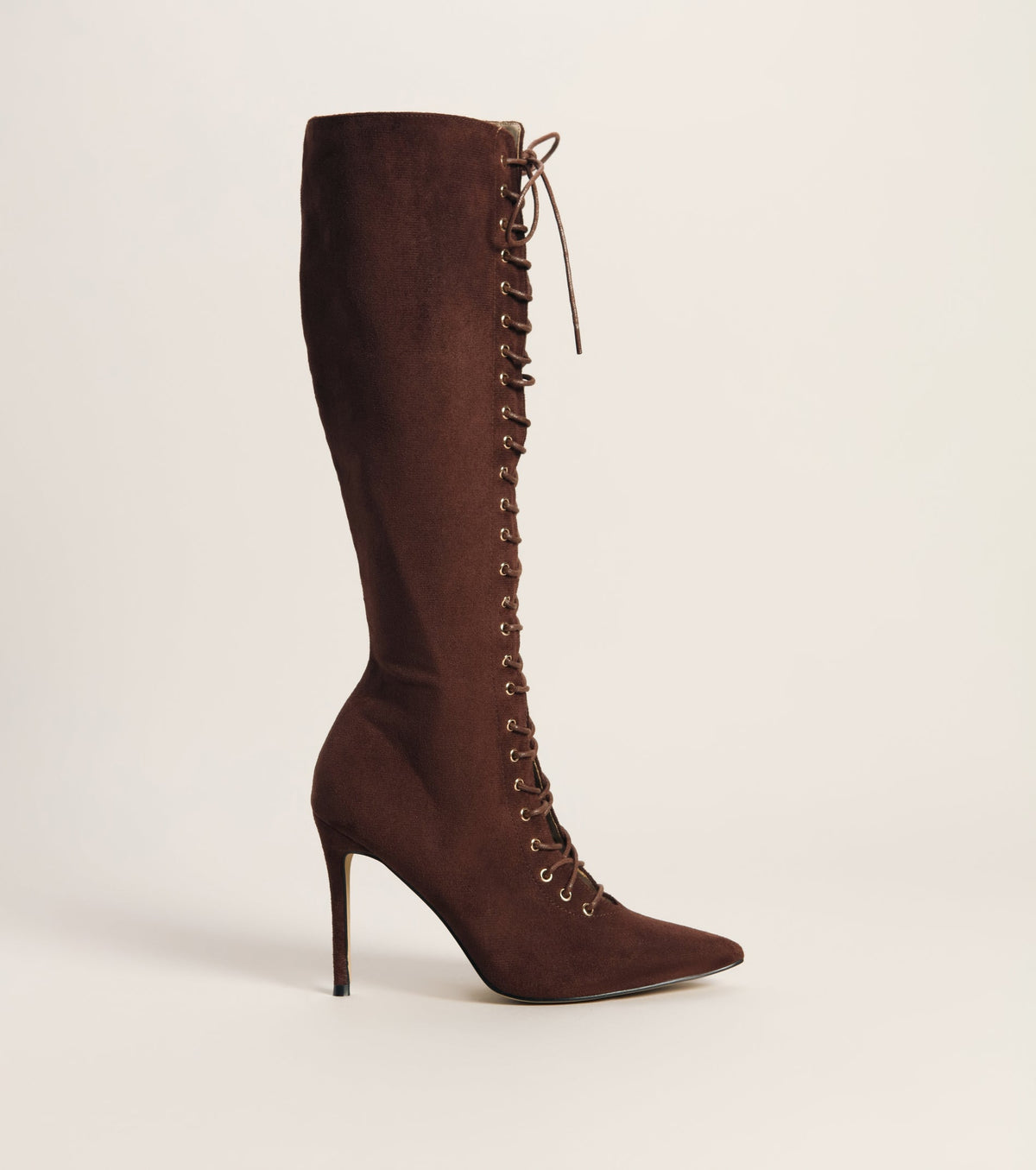 Lace Me Up Suede Stiletto Boots