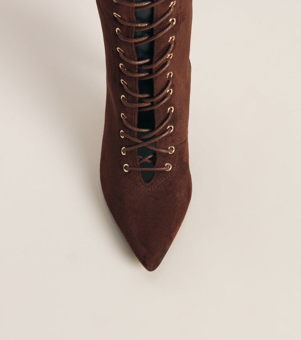 Lace Me Up Suede Stiletto Boots