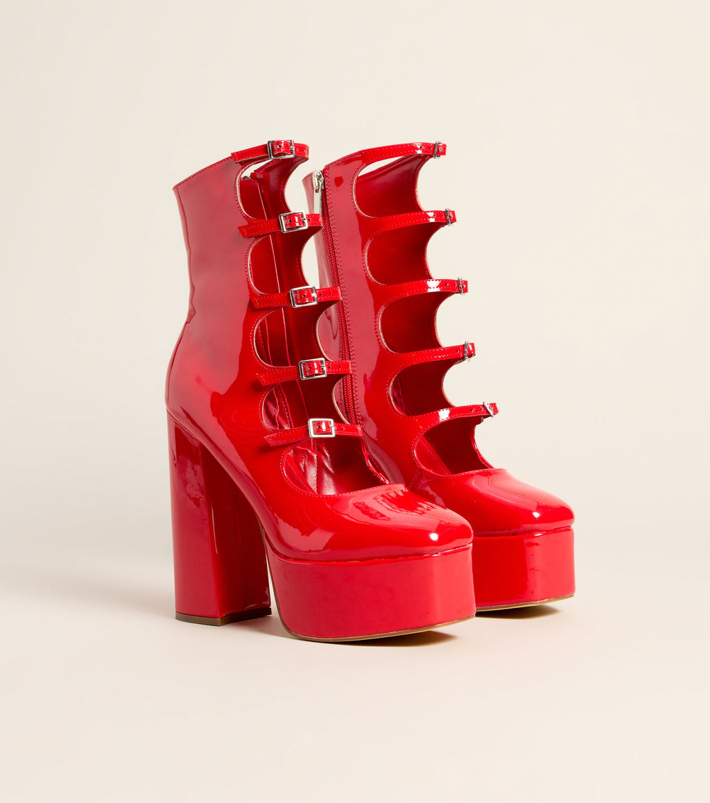 Risky Business Patent Buckle Booties