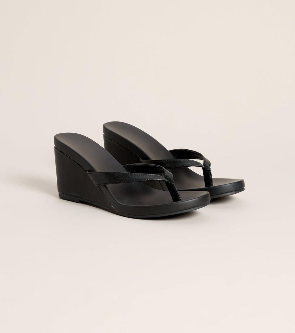 Elevated Look Faux Leather Wedge Sandals